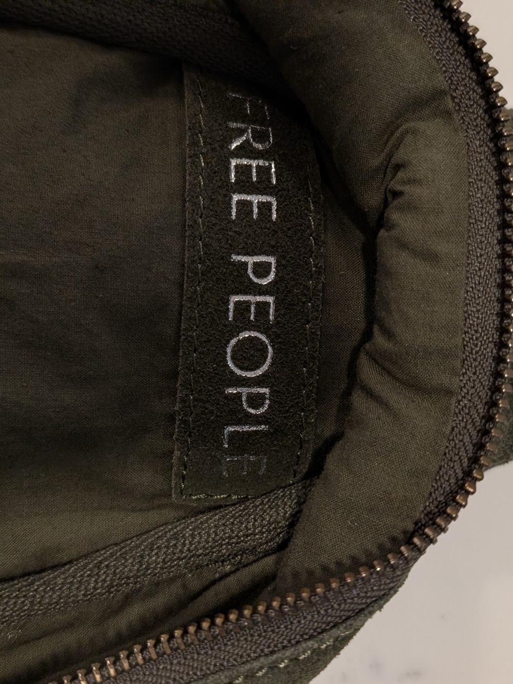 Free People Olive Green Suede Crossbody Sling Bag - Picture 4 of 7